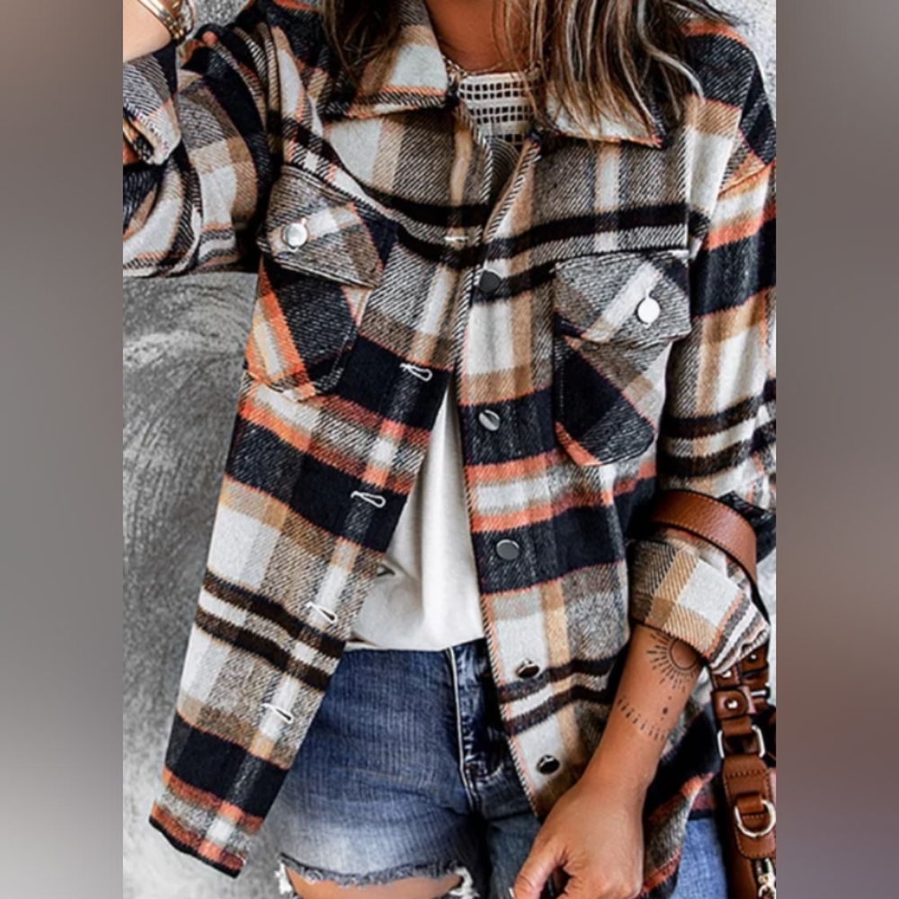 Plaid Button Front Shacket